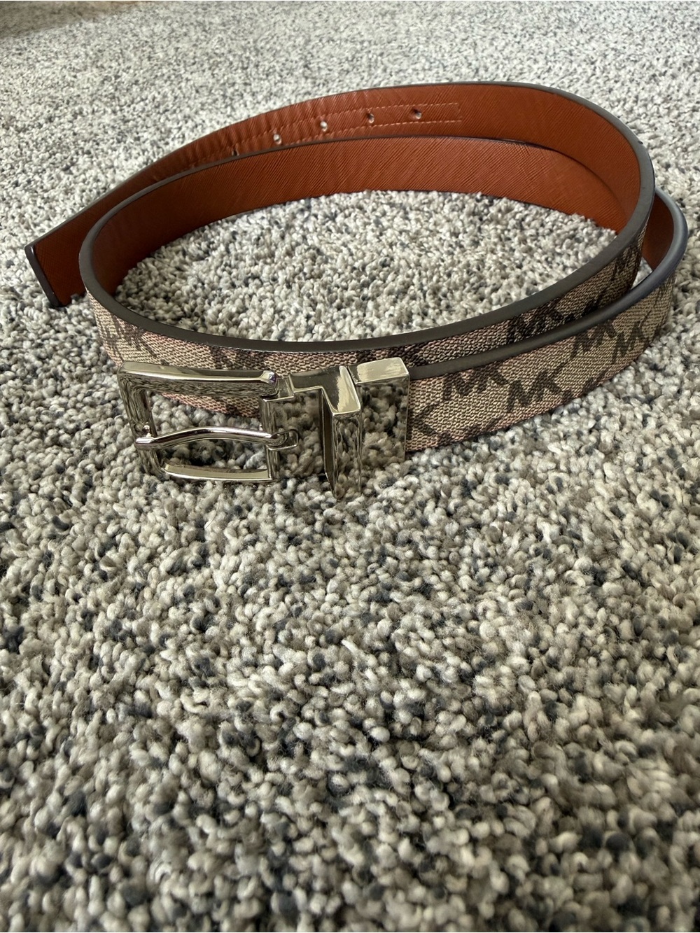 Michael Kors Reversible Logo Canvas Belt in Brown and Orange
